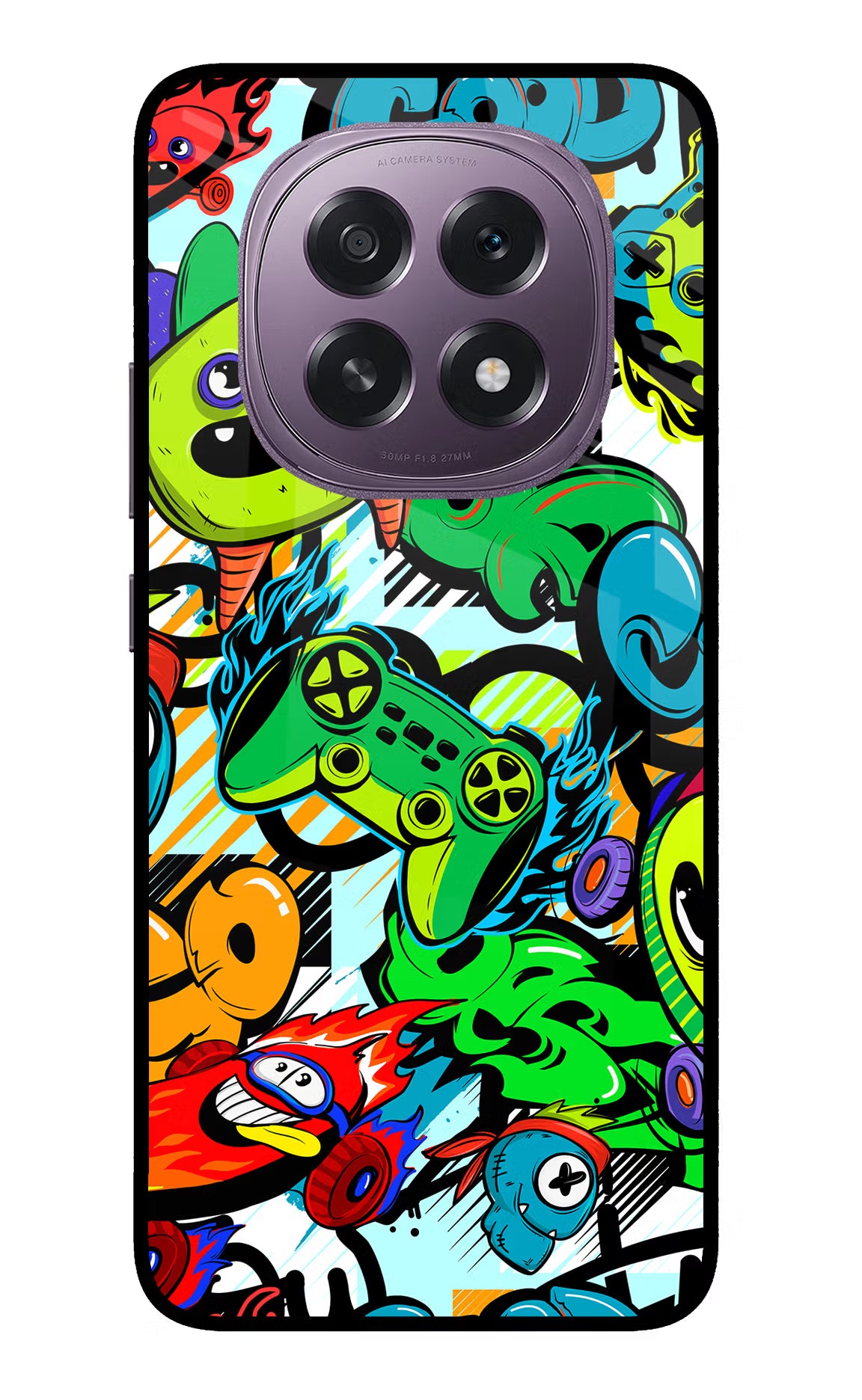 Game Doodle Oppo F29 5G Glass Case Back Cover by Casekaro