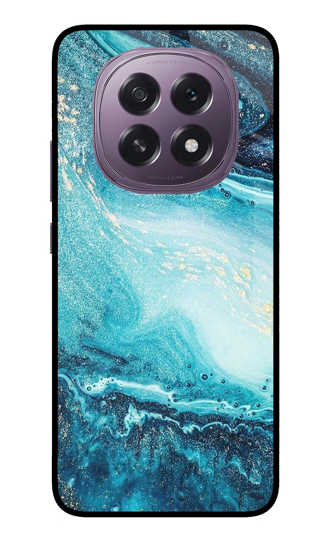 Blue Glitter Marble Oppo F29 5G Glass Case