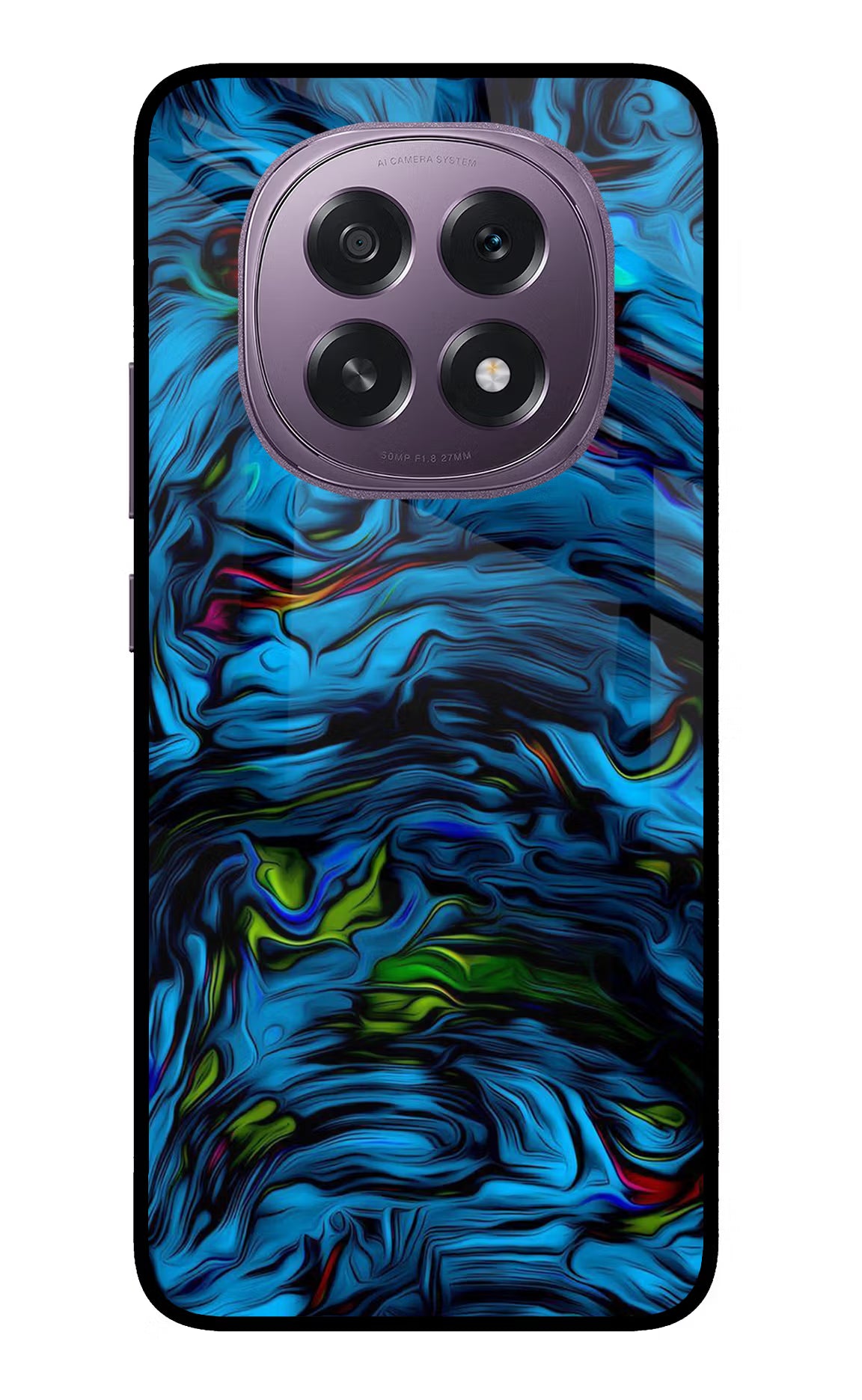 Dark Blue Abstract Oppo F29 5G Glass Case Back Cover by Casekaro