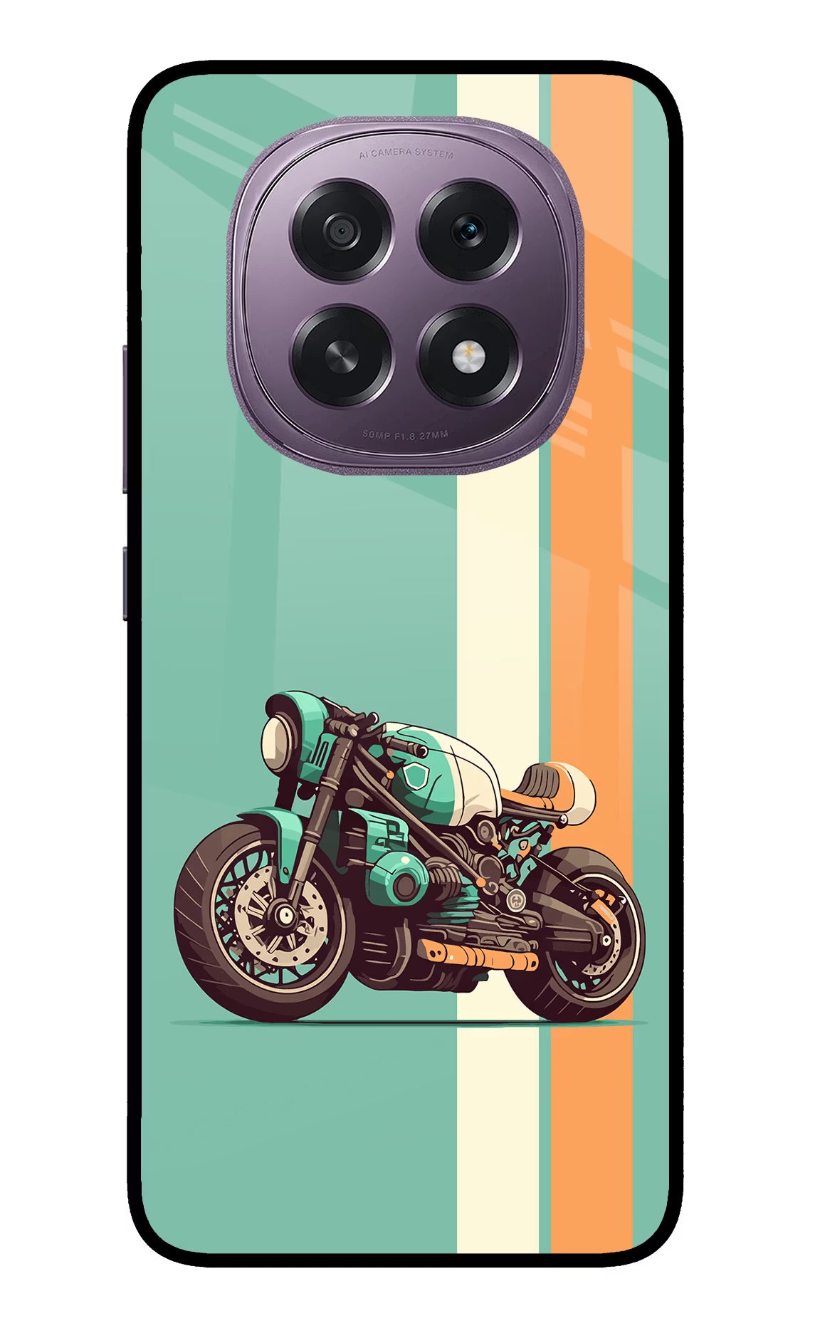 Striped Moto Drift Oppo F29 5G Glass Case Back Cover by Casekaro