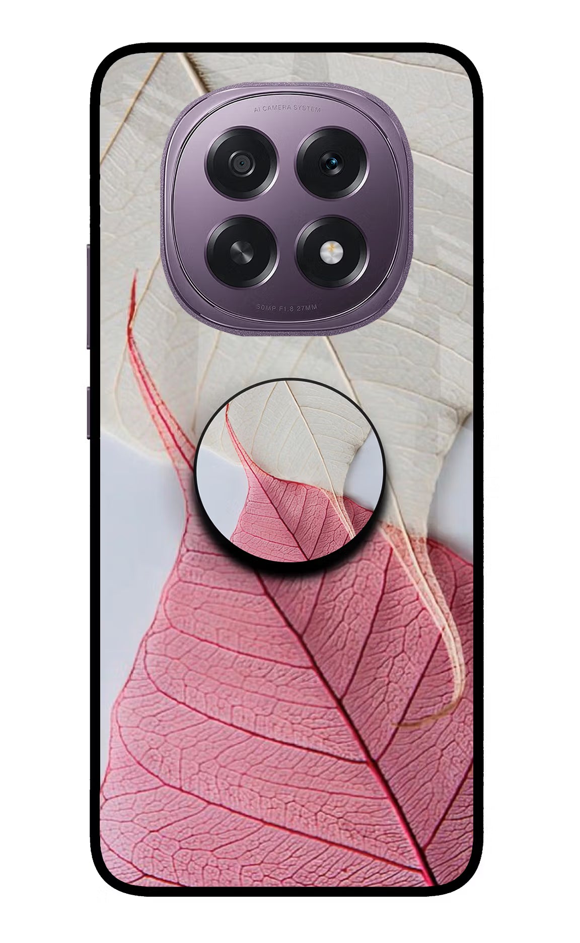 White Pink Leaf Oppo F29 5G Pop Case by Casekaro