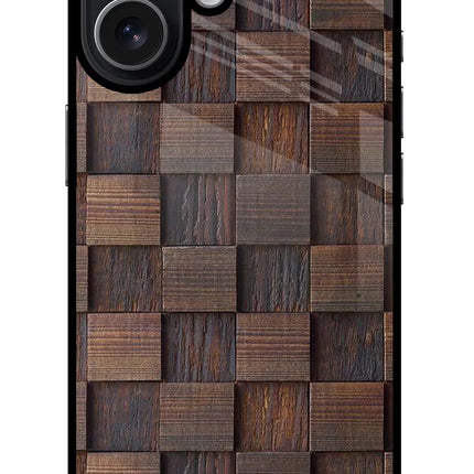 Wooden Cube Design iPhone 17 Glass Case