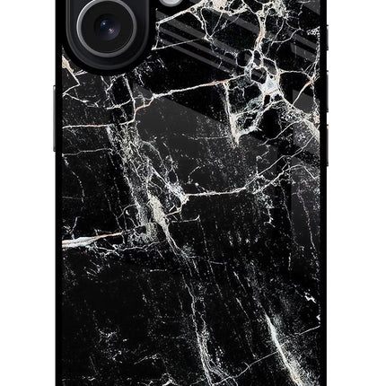 Black Marble Texture iPhone 17 Glass Case