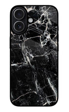 Black Marble Texture iPhone 17 Glass Case