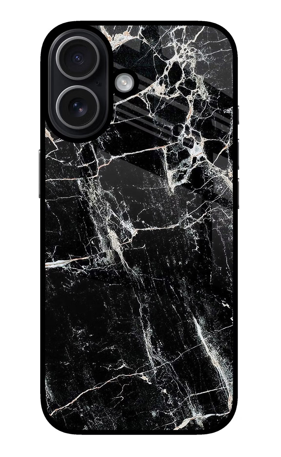 Black Marble Texture iPhone 17 Back Cover, Metal case