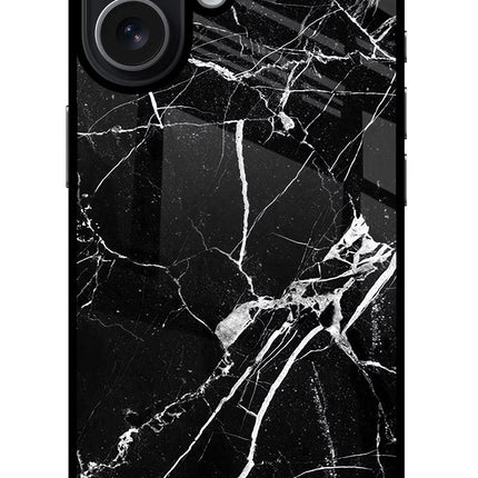 Black Marble Pattern iPhone 17 Glass Case Back Cover by Casekaro