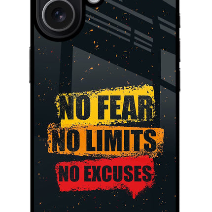 No Fear No Limits No Excuse iPhone 17 Glass Case