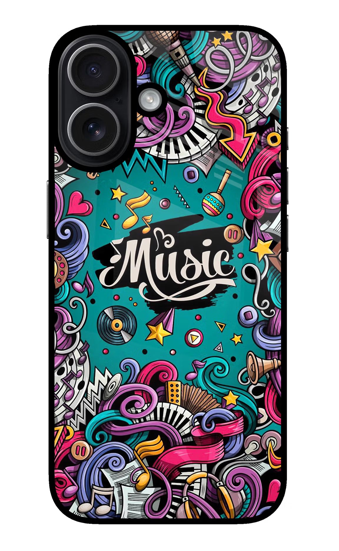 Music Graffiti iPhone 17 Glass Case Back Cover by Casekaro