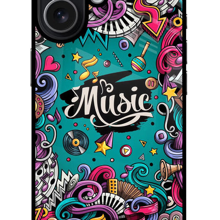 Music Graffiti iPhone 17 Glass Case Back Cover by Casekaro