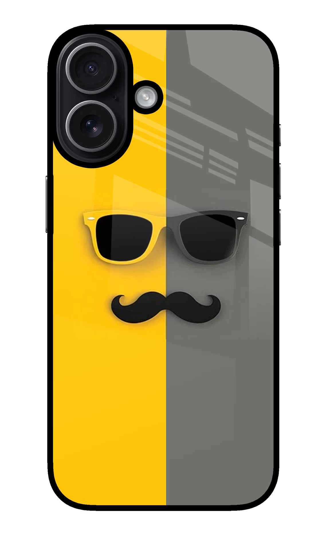 Sunglasses with Mustache iPhone 17 Glass Case Back Cover by Casekaro