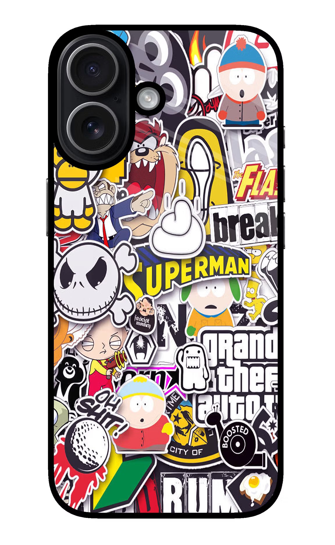 Sticker Bomb iPhone 17 Glass Case Back Cover by Casekaro