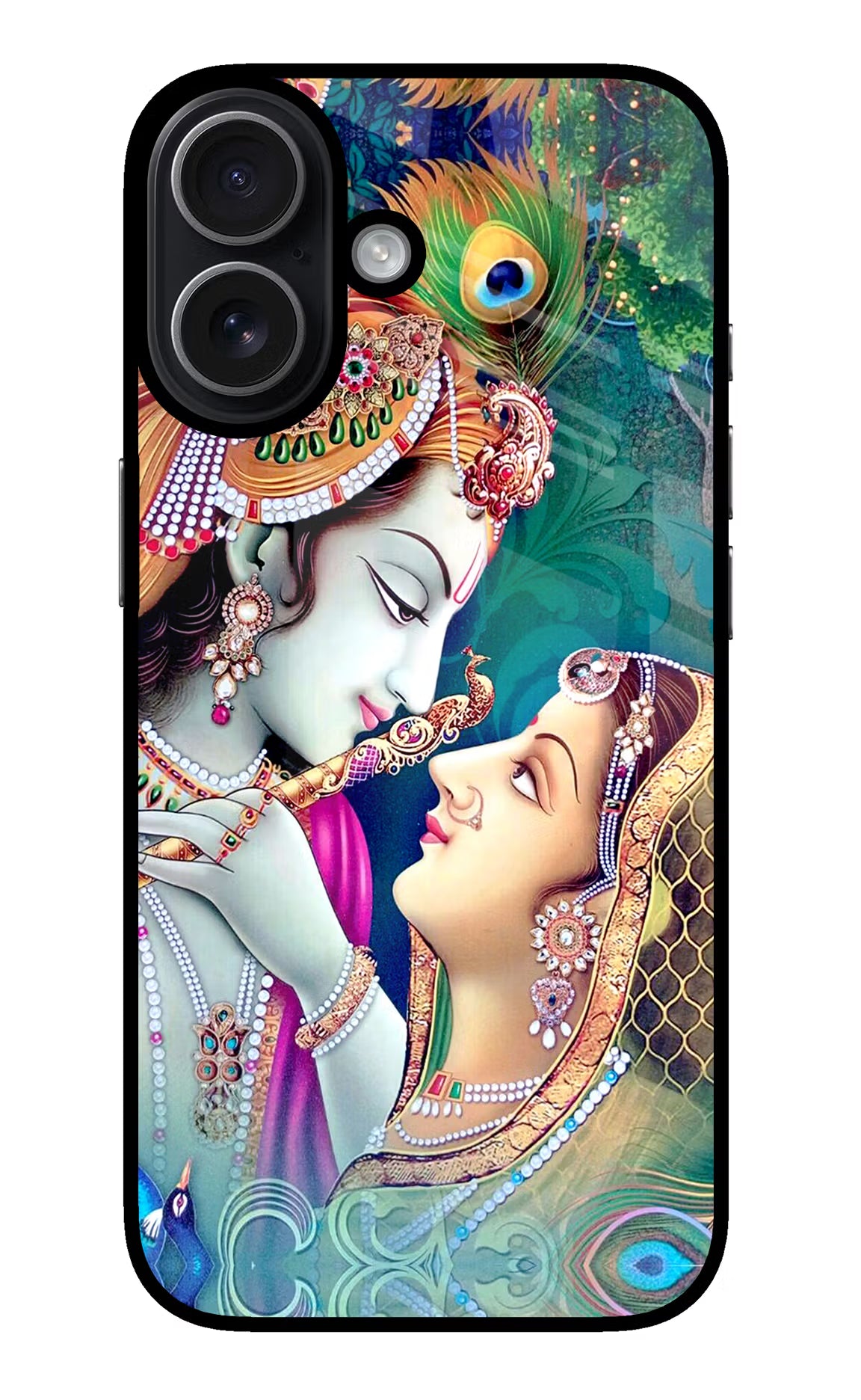 Lord Radha Krishna iPhone 17 Glass Case Back Cover by Casekaro