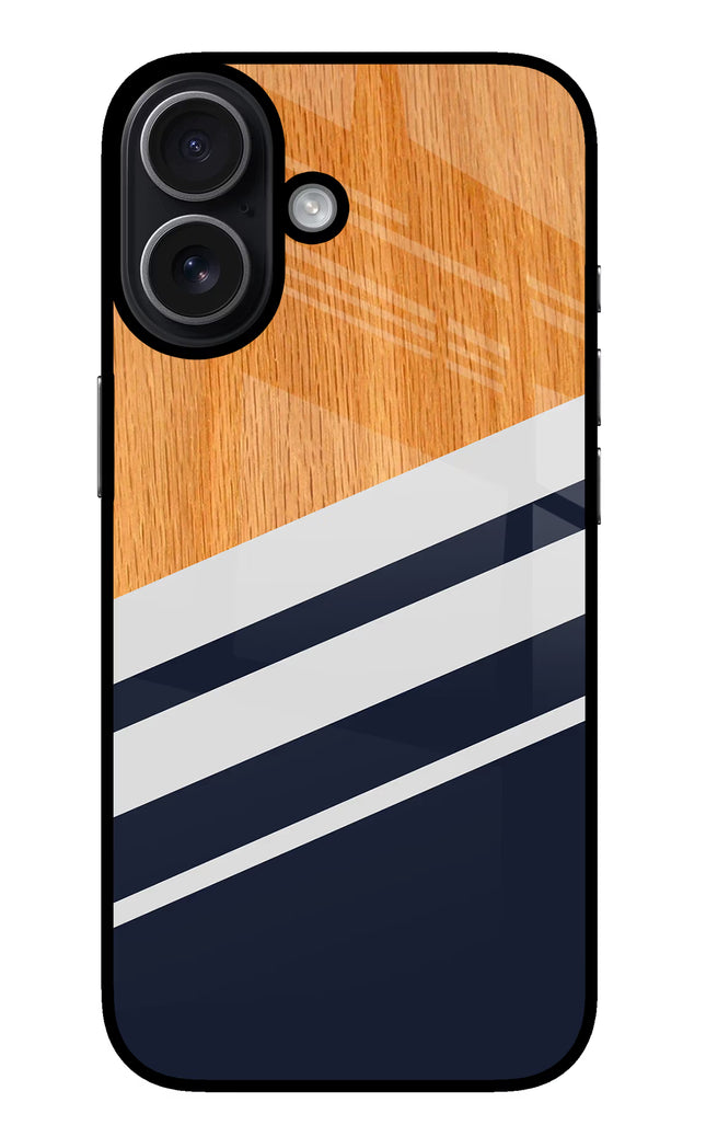 Blue and white wooden iPhone 17 Glass Case