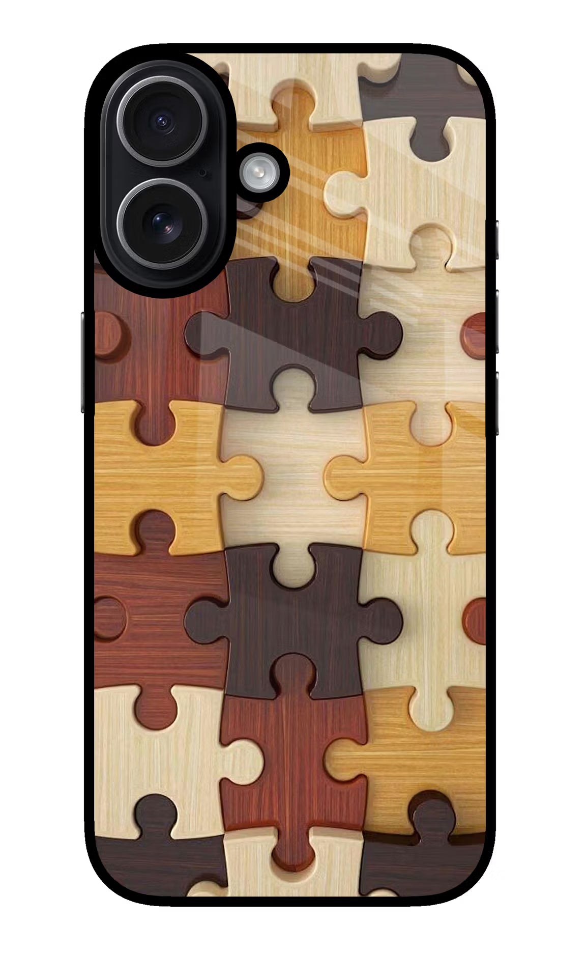Wooden Puzzle iPhone 17 Glass Case Back Cover by Casekaro