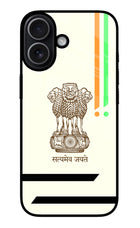 Satyamev Jayate Brown Logo iPhone 17 Glass Case