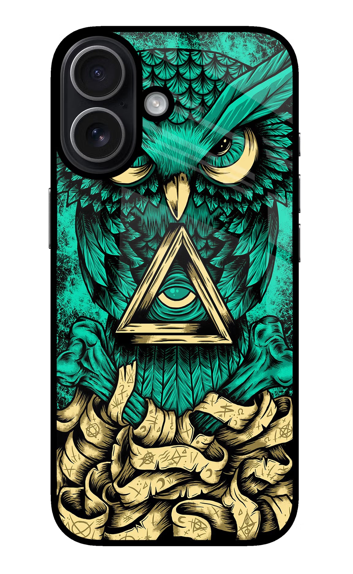 Green Owl iPhone 17 Glass Case Back Cover by Casekaro