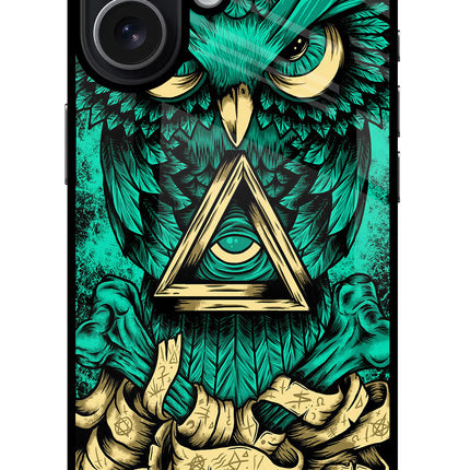 Green Owl iPhone 17 Glass Case Back Cover by Casekaro