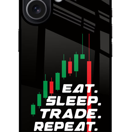 Eat Sleep Trade Repeat iPhone 17 Glass Case