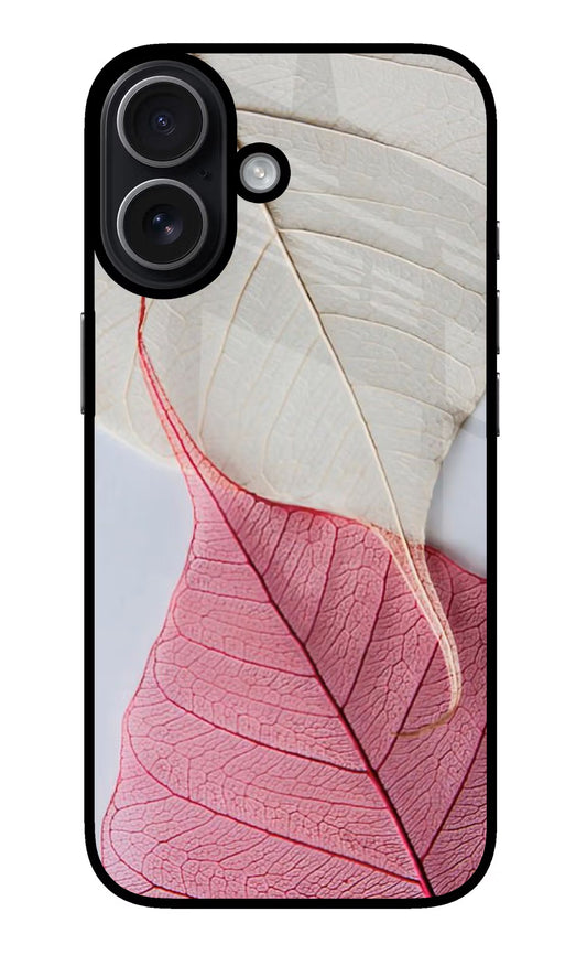 White Pink Leaf iPhone 17 Glass Case