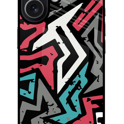 Geometric Graffiti iPhone 17 Glass Case Back Cover by Casekaro