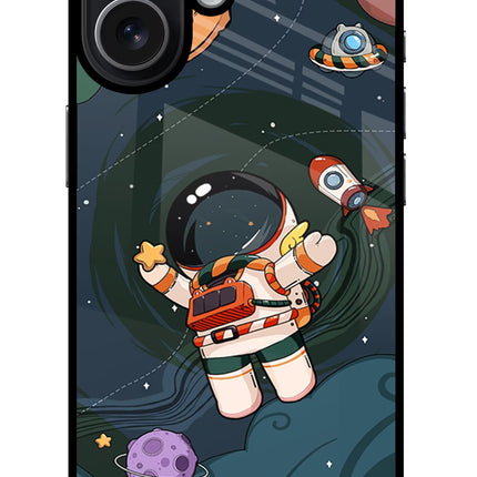 Cartoon Astronaut iPhone 17 Glass Case