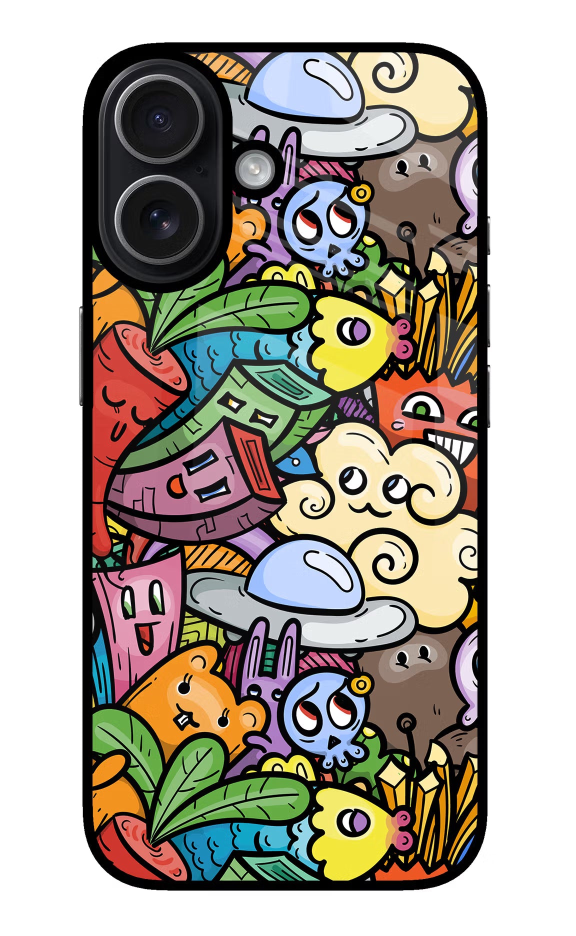 Veggie Doodle iPhone 17 Glass Case Back Cover by Casekaro