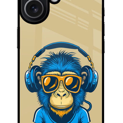 Monkey Headphone iPhone 17 Glass Case