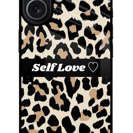 Leopard Print Self Love iPhone 17 Glass Case