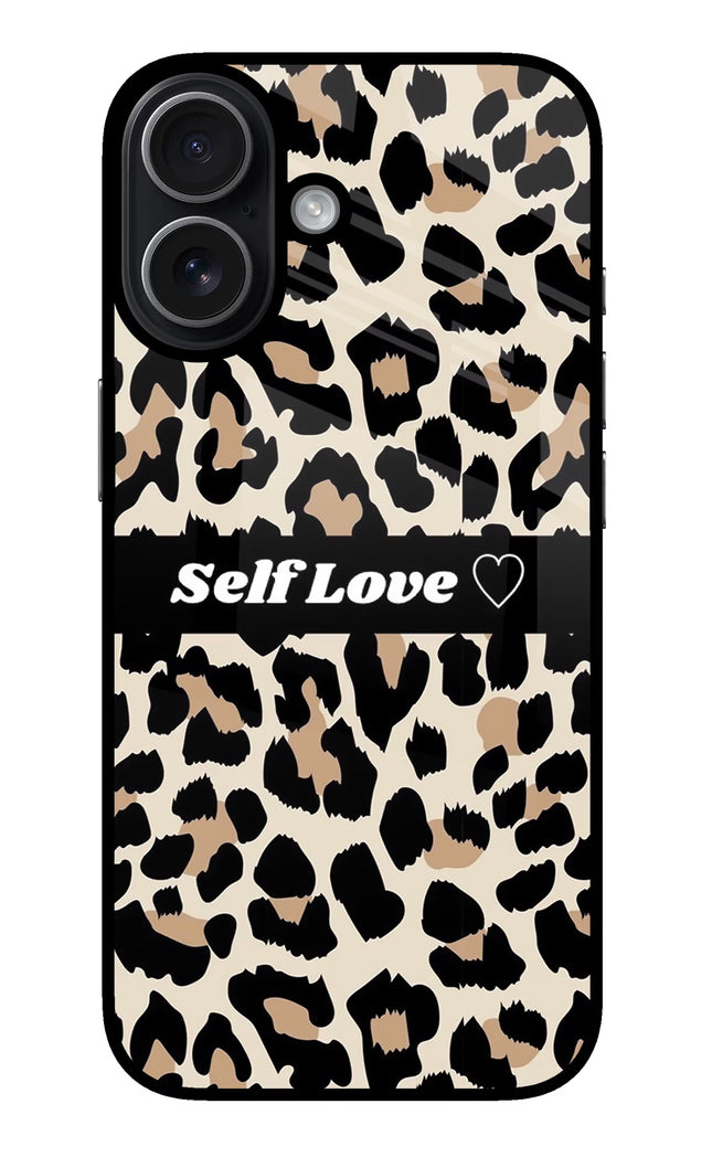 Leopard Print Self Love iPhone 17 Glass Case