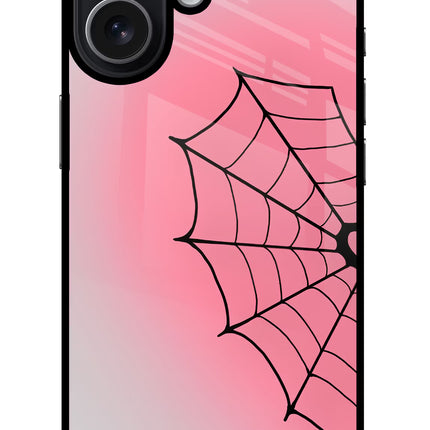 Pink Web iPhone 17 Glass Case Back Cover by Casekaro