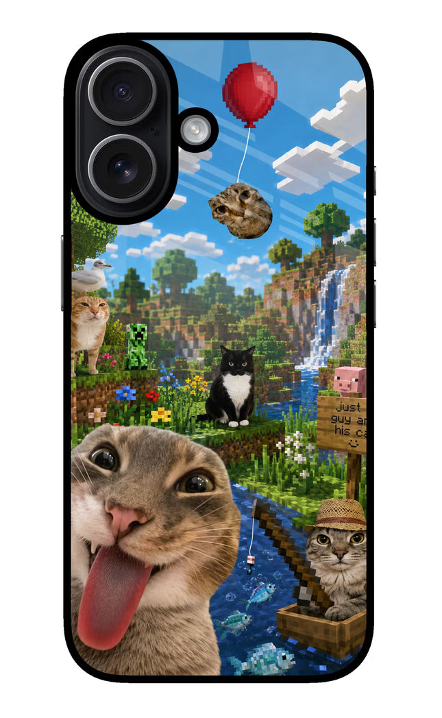 Minecraft Cat Chaos iPhone 17 Glass Case