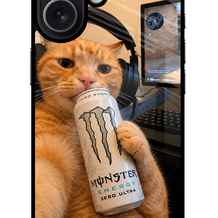 Gamer Cat Energy iPhone 17 Glass Case