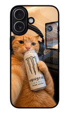 Gamer Cat Energy iPhone 17 Glass Case