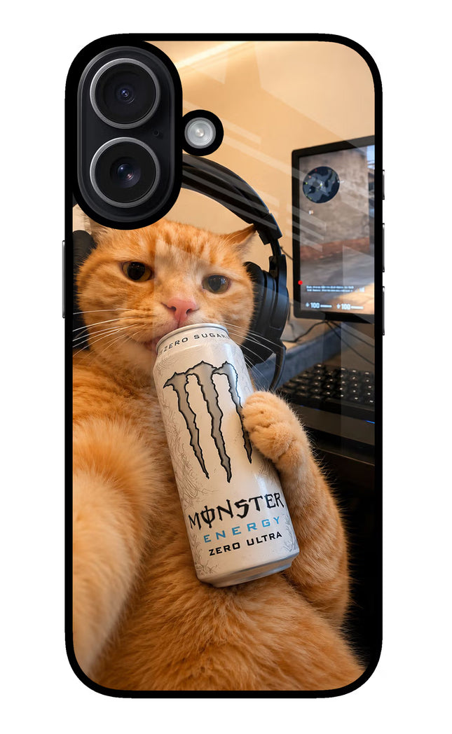 Gamer Cat Energy iPhone 17 Glass Case