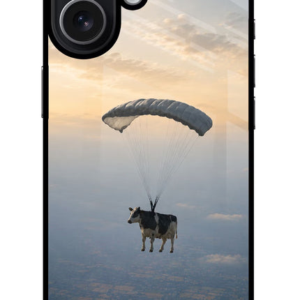 Skydiving Cow iPhone 17 Glass Case