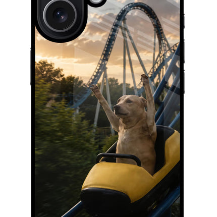 Rollercoaster Dog iPhone 17 Glass Case