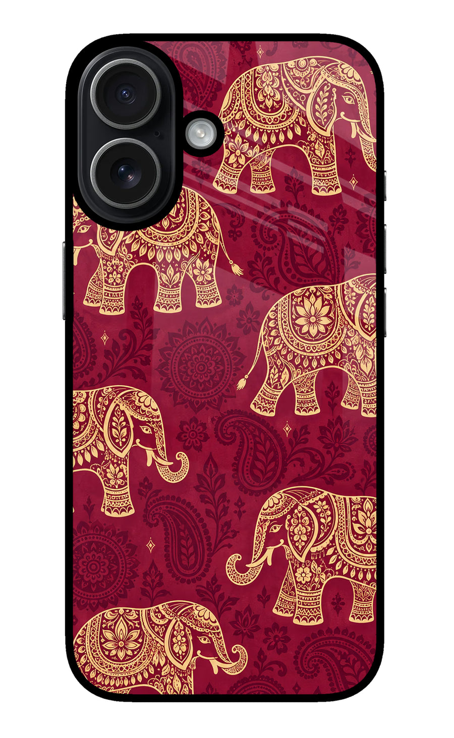Maroon Elephant iPhone 17 Back Cover, Glass case