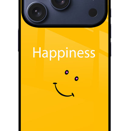 Happiness With Smiley iPhone 17 Pro Glass Case Back Cover by Casekaro