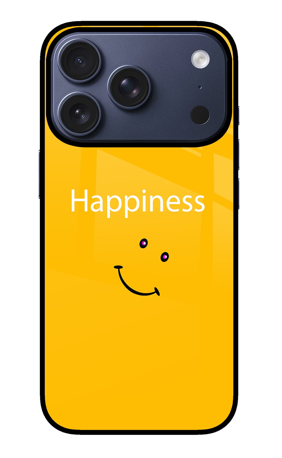Happiness With Smiley iPhone 17 Pro Glass Case Back Cover by Casekaro