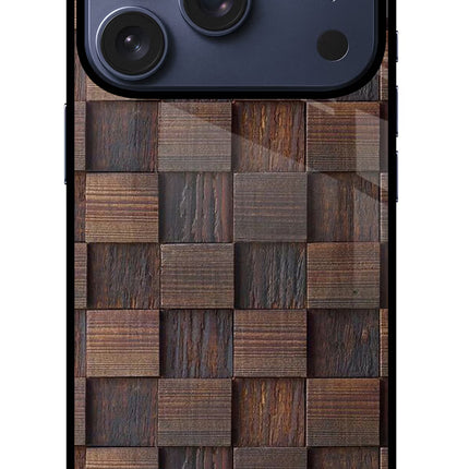 Wooden Cube Design iPhone 17 Pro Glass Case Back Cover by Casekaro
