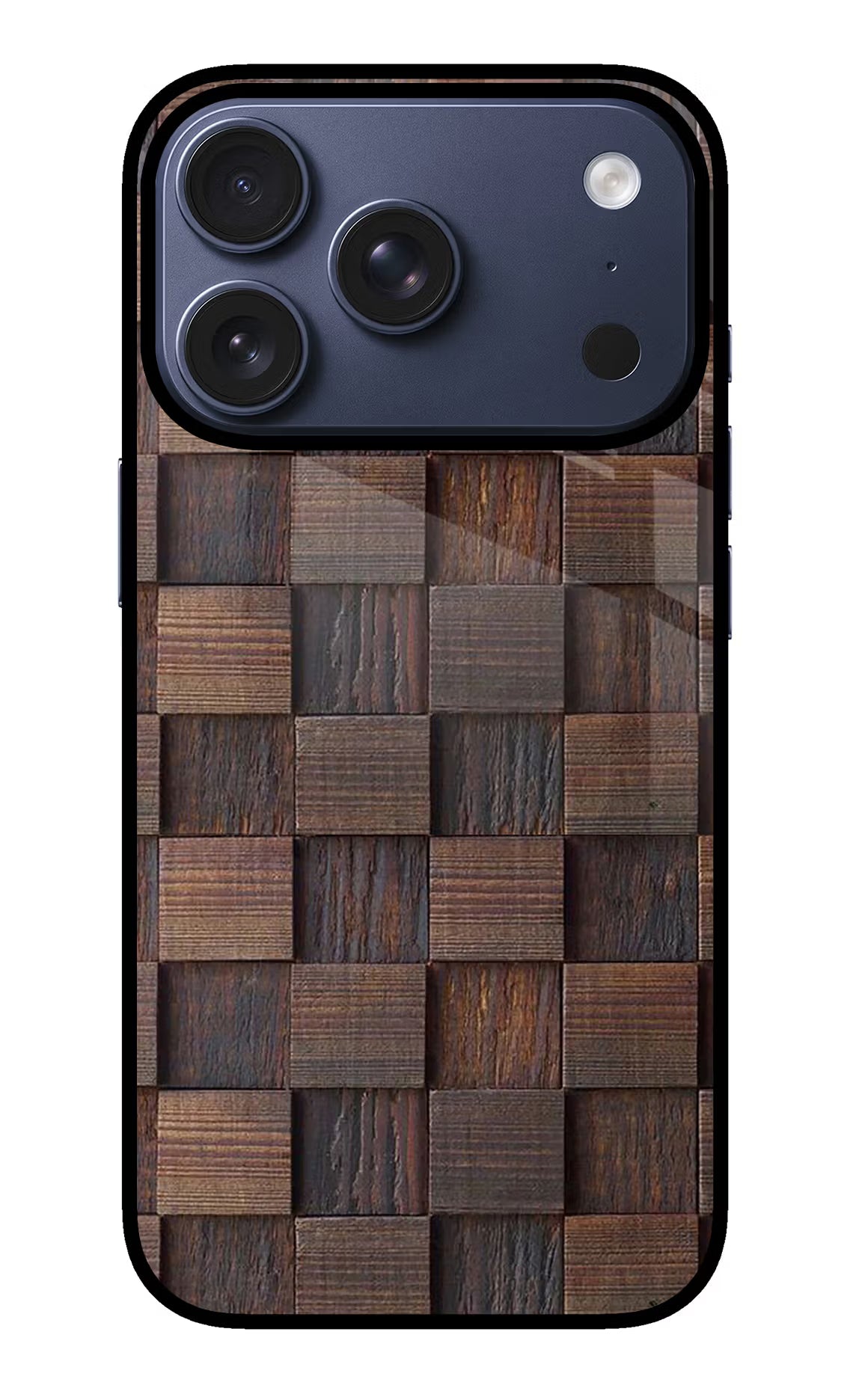 Wooden Cube Design iPhone 17 Pro Glass Case Back Cover by Casekaro