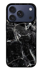 Black Marble Texture iPhone 17 Pro Glass Case Back Cover by Casekaro