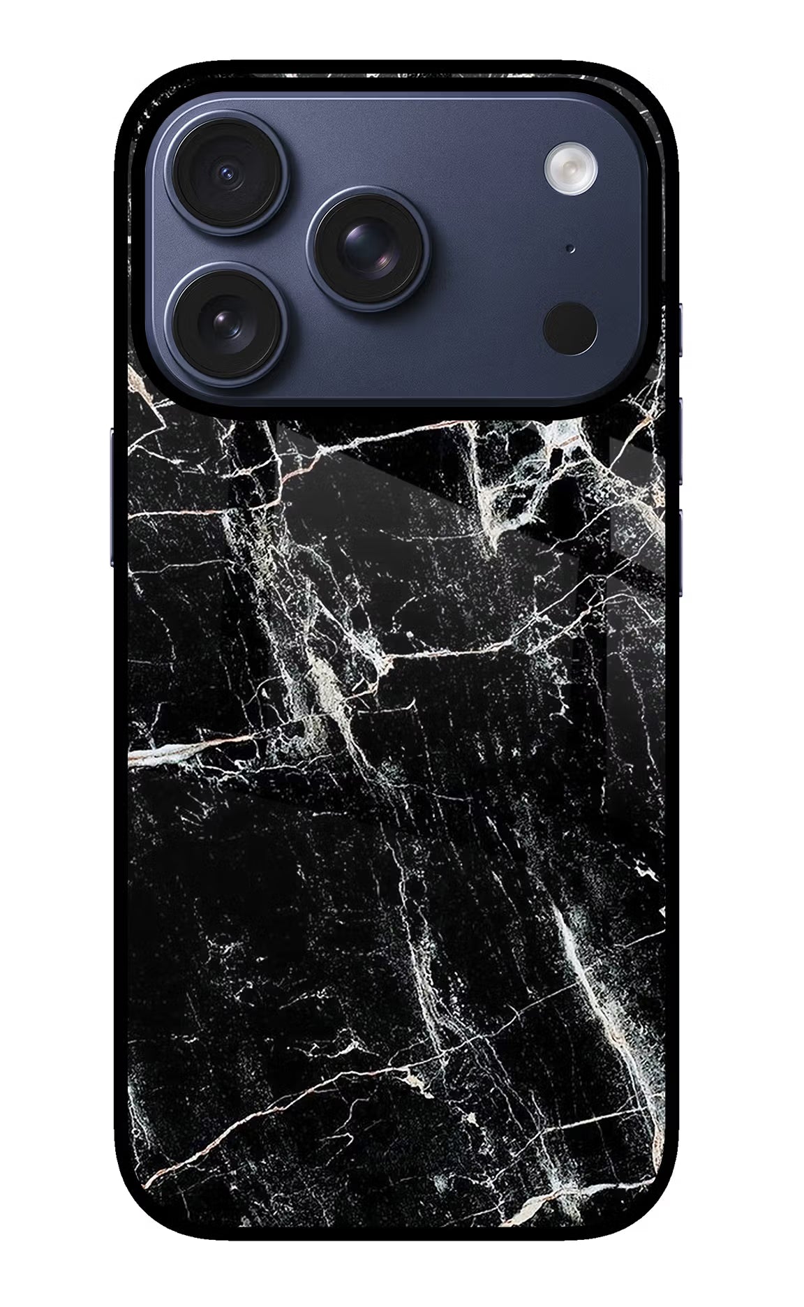 Black Marble Texture iPhone 17 Pro Glass Case Back Cover by Casekaro