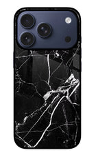 Black Marble Pattern iPhone 17 Pro Glass Case Back Cover by Casekaro