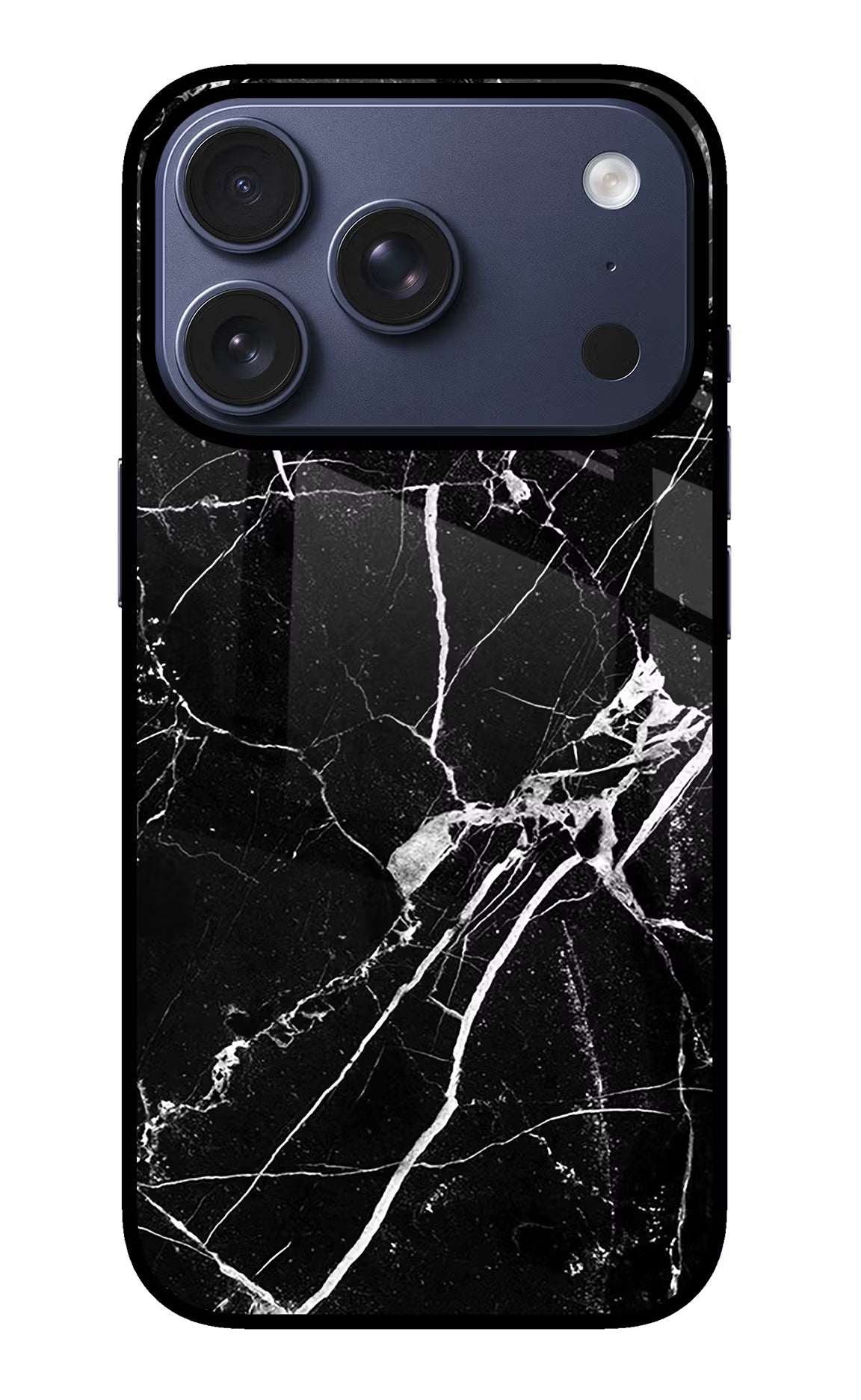 Black Marble Pattern iPhone 17 Pro Glass Case Back Cover by Casekaro