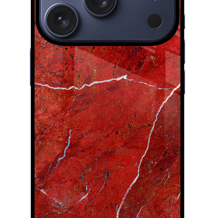 Red Marble Design iPhone 17 Pro Glass Case Back Cover by Casekaro