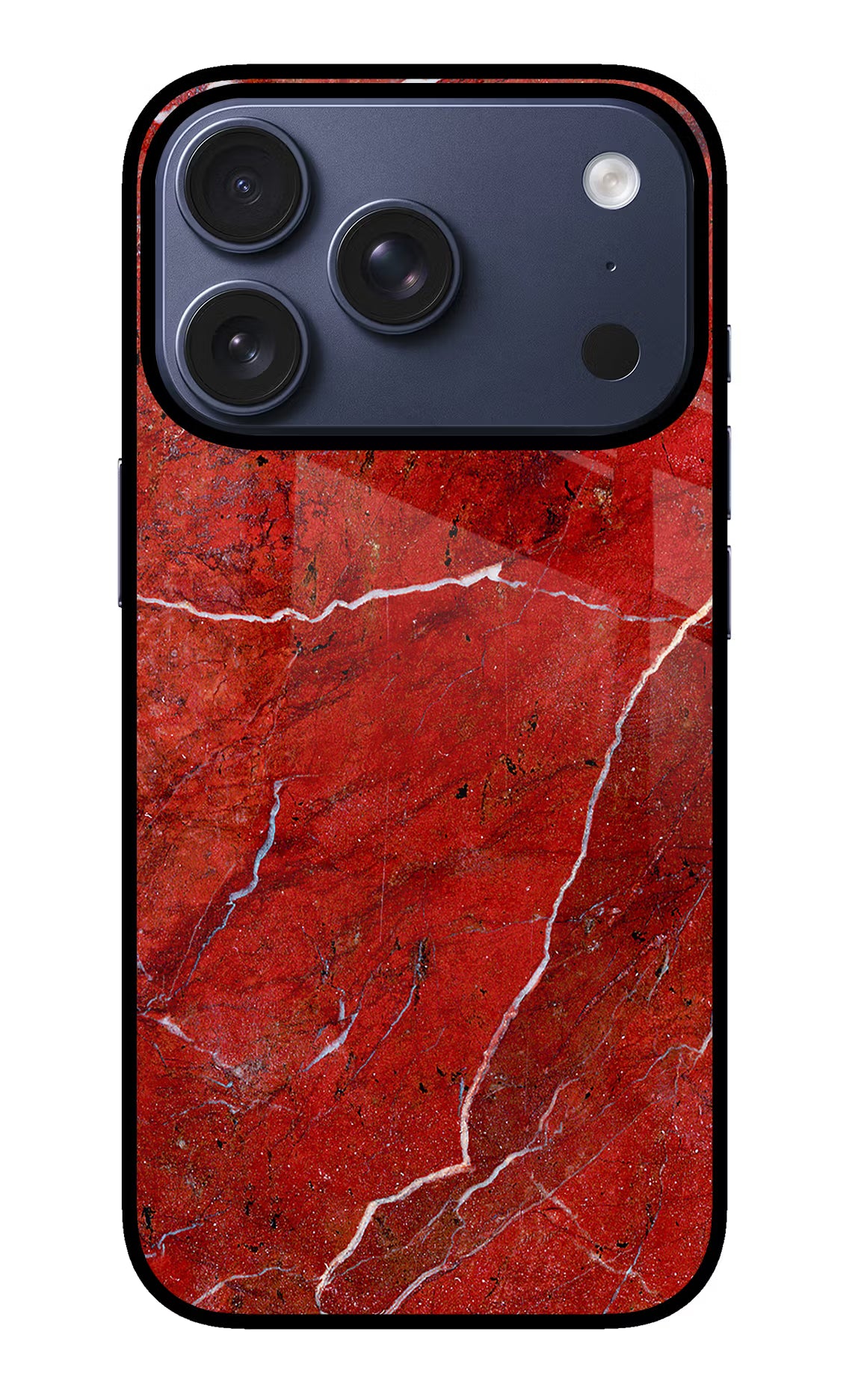 Red Marble Design iPhone 17 Pro Glass Case Back Cover by Casekaro