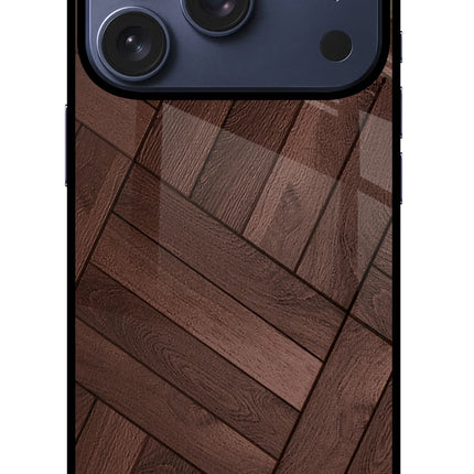 Wooden Texture Design iPhone 17 Pro Glass Case Back Cover by Casekaro
