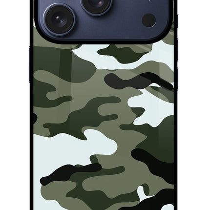 Camouflage iPhone 17 Pro Glass Case Back Cover by Casekaro