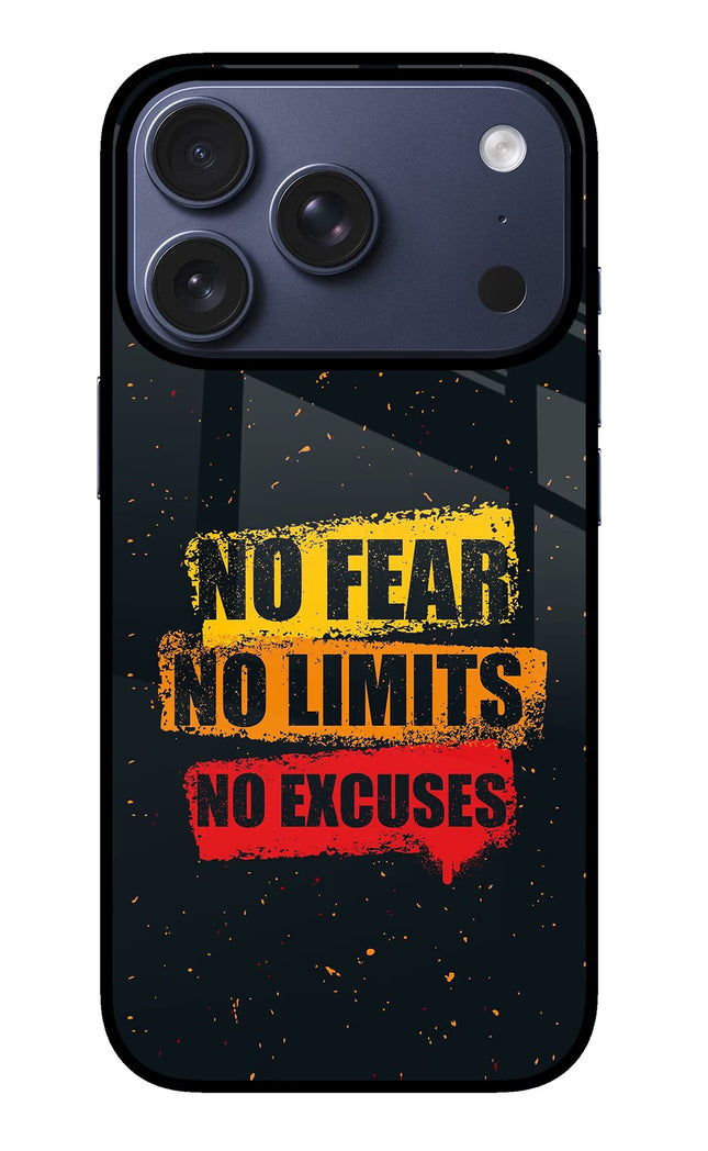 No Fear No Limits No Excuse iPhone 17 Pro Glass Case